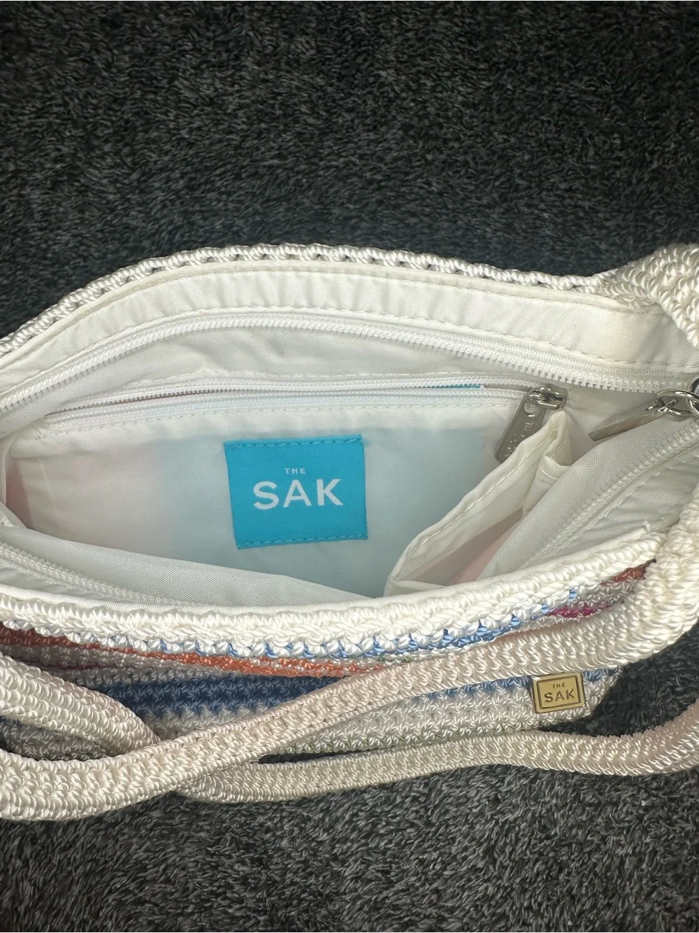 The Sak Multicolor Striped Crochet Shoulder Bag Boho Y2K Tote